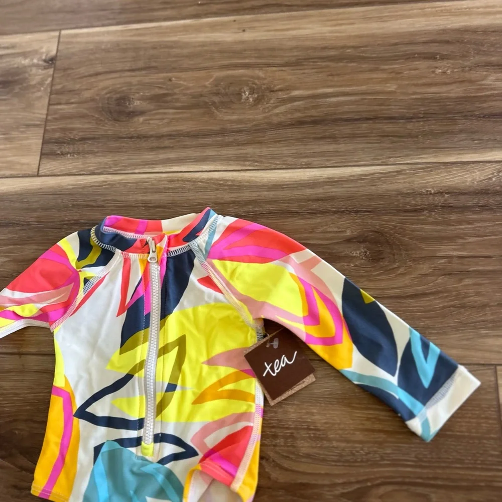 Tea Collection Colorful Long-Sleeve Baby one piece swimsuit size 3-6 months NWT